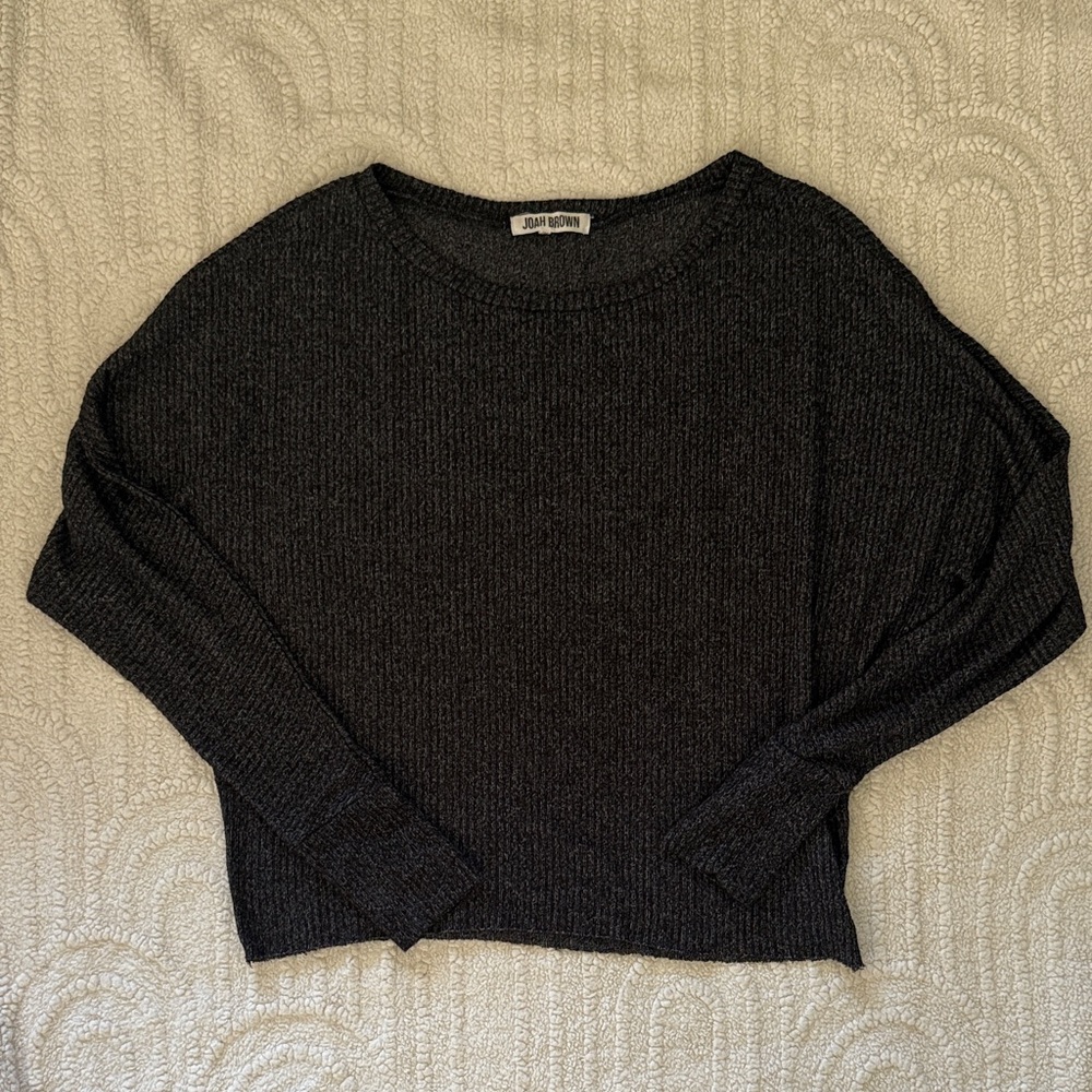 Joah Brown Black Knit Scoop Neck Sweater